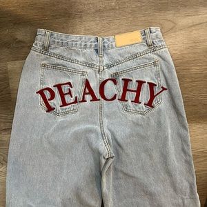 Nasty Gal Straight Leg Jeans, Peachy stitching size 8